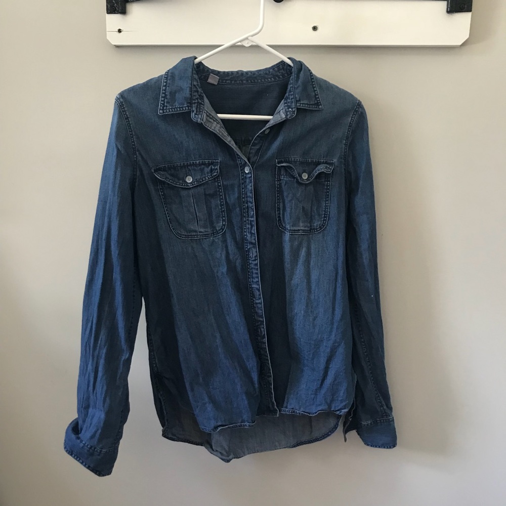 Denim Button Down Chambray Top